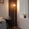 Retro vloerlamp okergeel met mat glas - Fedde