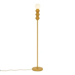 Retro vloerlamp okergeel met mat glas - Fedde