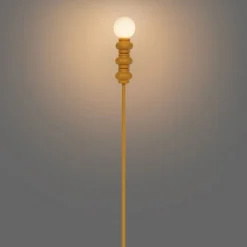 Retro vloerlamp okergeel met mat glas - Fedde