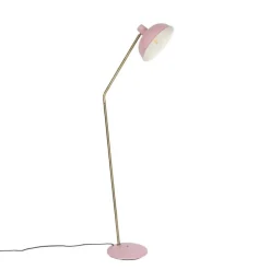 Retro vloerlamp roze met brons - Milou