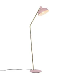 Retro vloerlamp roze met brons - Milou