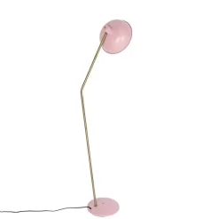 Retro vloerlamp roze met brons - Milou