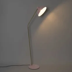 Retro vloerlamp roze met brons - Milou