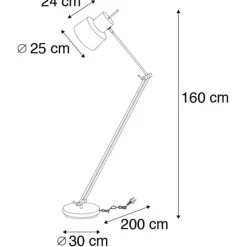 Retro vloerlamp zwart draai- en kantelbaar - Chappie