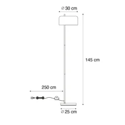 Retro vloerlamp zwart met gouden binnenkant - Jinte
