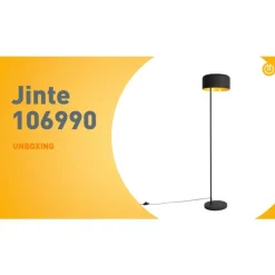 Retro vloerlamp zwart met gouden binnenkant - Jinte