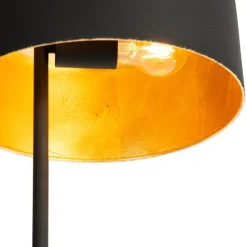 Retro vloerlamp zwart met gouden binnenkant - Jinte