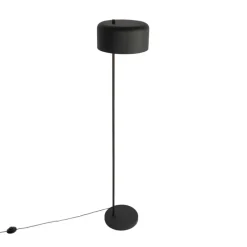 Retro vloerlamp zwart met gouden binnenkant - Jinte