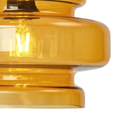 Retro vloerlamp zwart met oranje glas - Denise