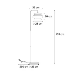 Retro vloerlamp zwart met oranje glas - Denise