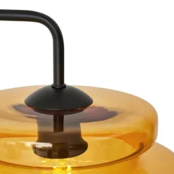 Retro vloerlamp zwart met oranje glas - Denise