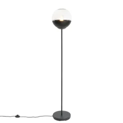 Retro vloerlamp zwart met helder glas - Eclipse
