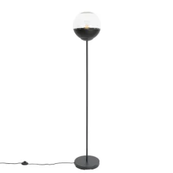 Retro vloerlamp zwart met helder glas - Eclipse