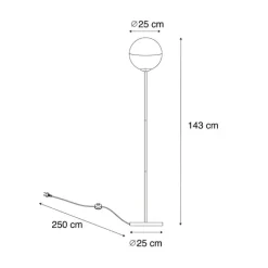 Retro vloerlamp zwart met helder glas - Eclipse