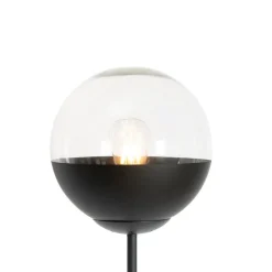 Retro vloerlamp zwart met helder glas - Eclipse