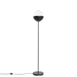 Retro vloerlamp zwart met helder glas - Eclipse