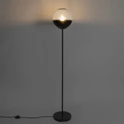 Retro vloerlamp zwart met helder glas - Eclipse