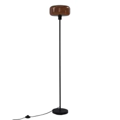 Retro vloerlamp zwart met brons glas - Bizle