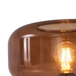 Retro vloerlamp zwart met brons glas - Bizle