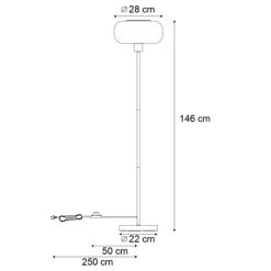 Retro vloerlamp zwart met brons glas - Bizle