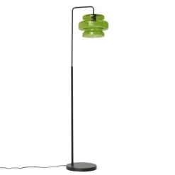 Retro vloerlamp zwart met groen glas - Denise