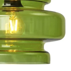 Retro vloerlamp zwart met groen glas - Denise