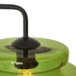 Retro vloerlamp zwart met groen glas - Denise