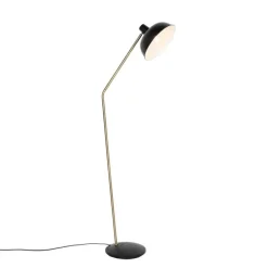 Retro vloerlamp zwart met brons - Milou