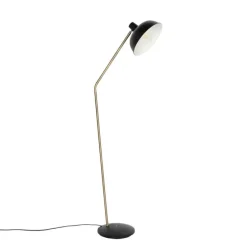 Retro vloerlamp zwart met brons - Milou