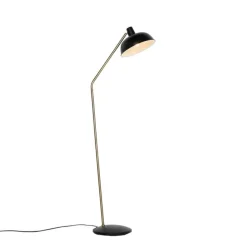 Retro vloerlamp zwart met brons - Milou