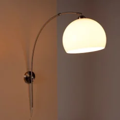 Retro wandbooglamp staal met witte kap verstelbaar