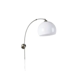Retro wandbooglamp staal met witte kap verstelbaar