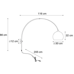Retro wandbooglamp staal met witte kap verstelbaar