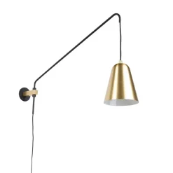 Retro wandlamp goud/messing met kap - Demi