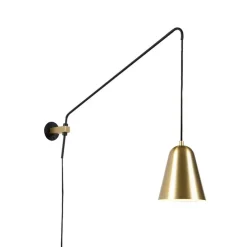 Retro wandlamp goud/messing met kap - Demi