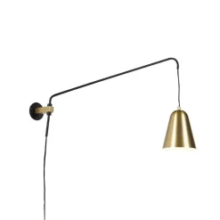 Retro wandlamp goud/messing met kap - Demi