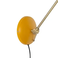 Retro wandlamp staal geel met brons - Milou