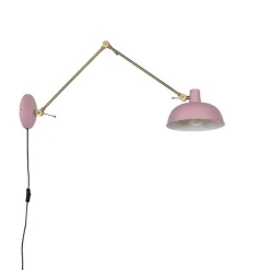 Retro wandlamp staal roze met brons - Milou