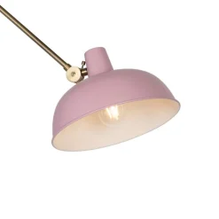Retro wandlamp staal roze met brons - Milou