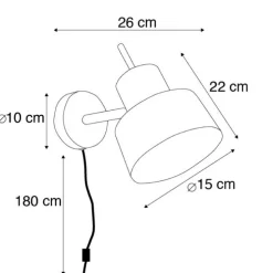 Retro wandlamp zwart draai- en kantelbaar - Chappie