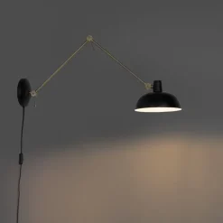 Retro wandlamp zwart met brons - Milou