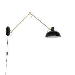 Retro wandlamp zwart met brons - Milou