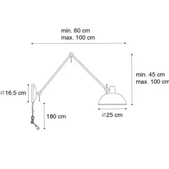 Retro wandlamp zwart met brons - Milou