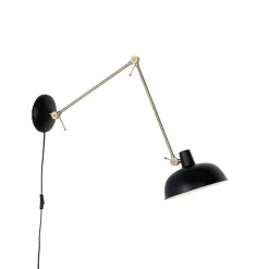 Retro wandlamp zwart met brons - Milou