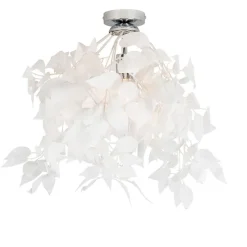 Romantische plafondlamp wit met blaadjes - Feder
