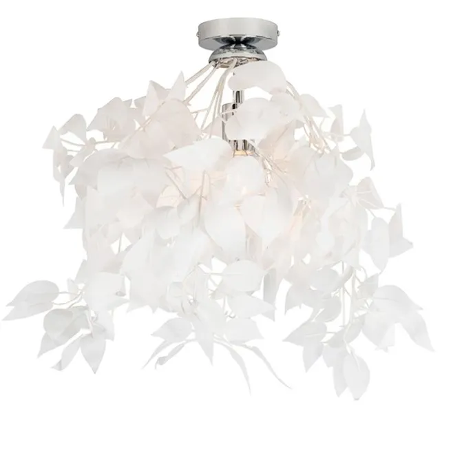 Romantische plafondlamp wit met blaadjes - Feder