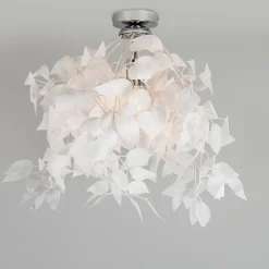Romantische plafondlamp wit met blaadjes - Feder
