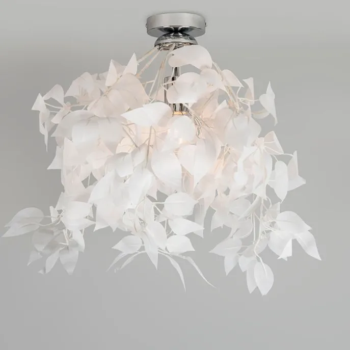 Romantische plafondlamp wit met blaadjes - Feder