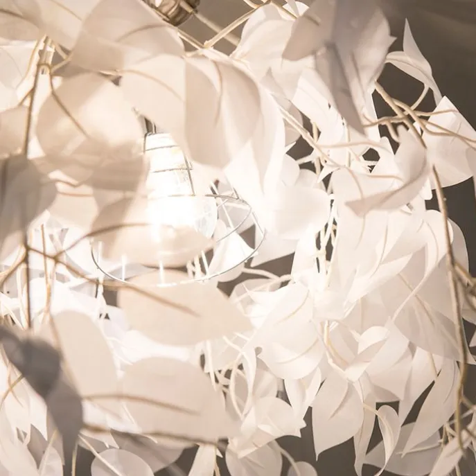 Romantische plafondlamp wit met blaadjes - Feder