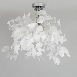 Romantische plafondlamp wit met blaadjes - Feder